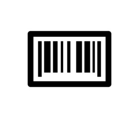Barcode icon. Black bar code pictogram for designation. Barcode raster symbol isolated on white background.