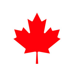 Red maple leaf, symbol of Canada. The emblem of the Canadian maple leaf, depicted on the flag of Canada. Isolated illustration, raster sign.