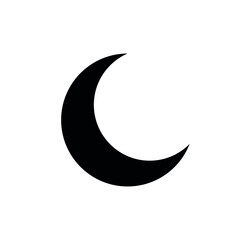 Moon icon. Crescent silhouette, black vector symbol. Isolated pictogram on white background.