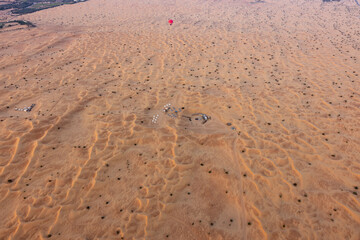 Aerial view of the Dubai desert during sunrise
