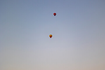Tourists take the balloon ride over the Arabian desert in the Emirate of Dubai. 