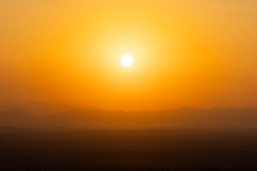 Sunrise over the Arabian Rub' al Khali Empty Quarter desert near Dubai in the United Arab Emirates