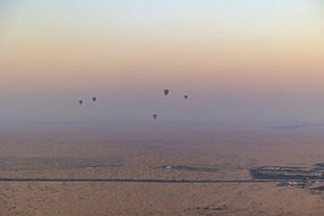 Tourists take the balloon ride over the Arabian desert in the Emirate of Dubai. 
