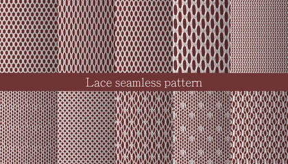 Set of lace seamless pattern. Jacquard Mesh Lace Fabric. 