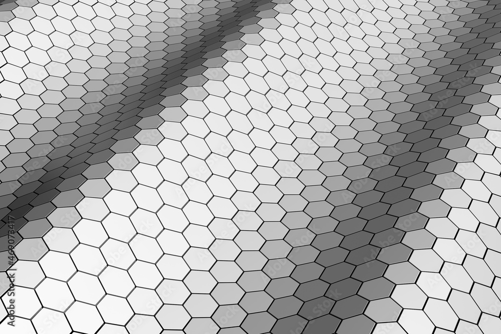Poster 3d abstract hexagon geometric white pattern sci-fi technology texture, skin background texture, 3d r