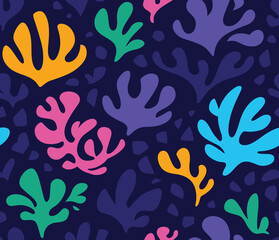 Fototapeta na wymiar Seaweeds botanical seamless pattern. Vector illustration