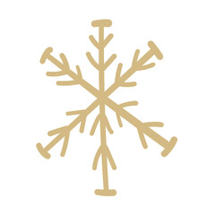 Winter snowflake hand drawn icon isolated on white background vector illustration.