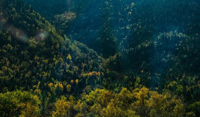Naklejka na ściany i meble Autumnal landscape in Caucasus mountains