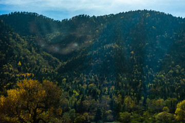 Autumnal landscape in Caucasus mountains