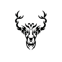Tribal Deer Logo. Tattoo Design. Stencil Vector Illustration