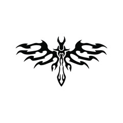 Tribal Sword With Wings Logo. Tattoo Design. Stencil Vector Illustration