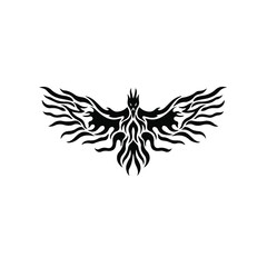 Phoenix Bird Logo. Tribal Tattoo Design. Stencil Vector Illustration