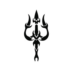 Trident Symbol Logo. Tribal Tattoo Design. Stencil Vector Illustration