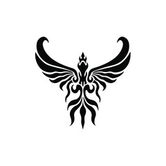 Phoenix Bird Logo. Tribal Tattoo Design. Stencil Vector Illustration