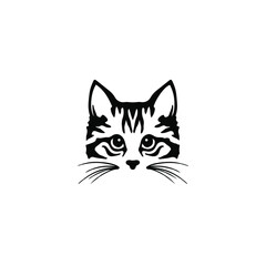 Cat Symbol Logo. Tribal Tattoo Design. Stencil Vector Illustration