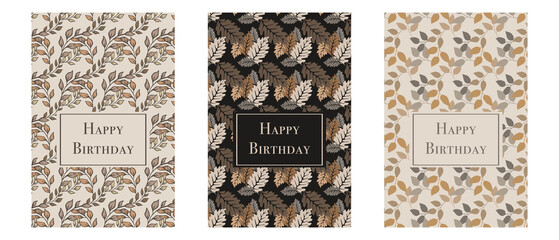 Happy birthday greeting card template. Botanical formula.