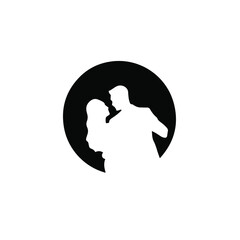 Couple Symbol Logo. Tattoo Design. Stencil Vector Illustration