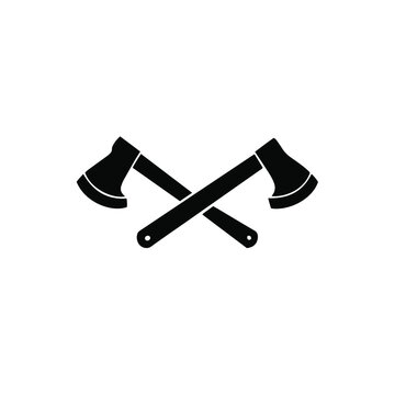 Cross Ax Symbol Logo. Tattoo Design. Stencil Vector Illustration