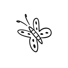 Butterfly Hand Drawing. Tattoo Design. Stencil Vector Illustration