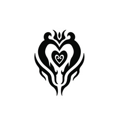 Heart Love Symbol Logo on White Background. Tribal Stencil Tattoo Design Concept. Flat Vector Illustration.