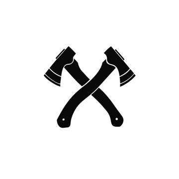 Cross Ax Symbol Logo. Tattoo Design. Stencil Vector Illustration