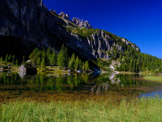 The beautiful Lago Di Federa near Croda da Lago, Italy, Euorpe