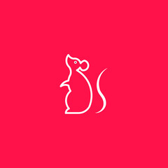 Rat Line Art. Simple Minimalist Logo Design Inspiration. Vector Illustration.