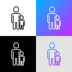 Single father and child thin line icon. Modern vector illustration.