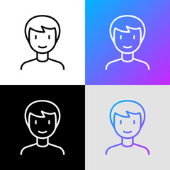 Smiling man thin line icon. Modern vector illustration of avatar.