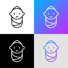 Smiling newborn thin line icon. Modern vector illustration.
