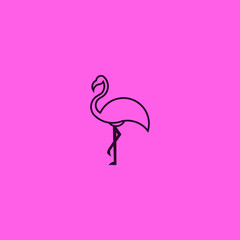 Flamingo Line Art. Simple Minimalist Logo Design Inspiration. Vector Illustration.