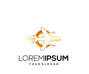 Modern gradient color aircraft mascot logo vector icon