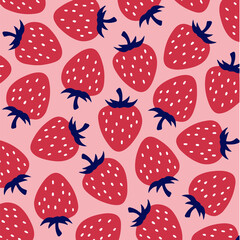 Strawberry Pattern Background. Social Media Post. Fruits Vector Illustration.