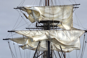 the sails of an 18th century boat, Saint Malo Brittany - obrazy, fototapety, plakaty