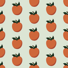 Peach Pattern Background. Social Media Post. Fruits Vector Illustration.