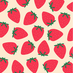 Strawberry Pattern Background. Social Media Post. Fruits Vector Illustration.