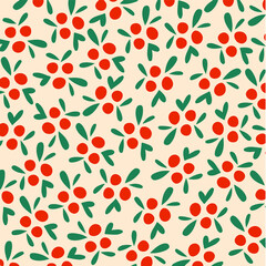 Cherry Pattern Background. Social Media Post. Fruits Vector Illustration.