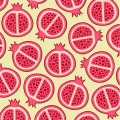 Pomegranate Pattern Background. Social Media Post. Fruits Vector Illustration. 