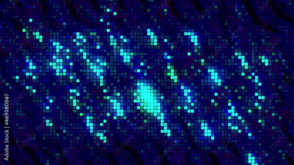 Aufkleber mosaic or pixelated background with blue flashing particles. motion. abstract imitation of flowing w