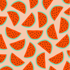 Watermelon Pattern Background. Social Media Post. Fruits Vector Illustration.
