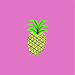 Pineapple Symbol. Social Media Post. Fruit Vector Illustration.