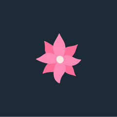 Red Pink Flower Symbol. Social Media Post. Floral Vector Illustration.