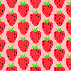 Strawberry Pattern Background. Social Media Post. Fruits Vector Illustration.
