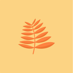 Tropical Leaf with Branch Symbol. Social Media Post. Botanical Vector Illustration.
