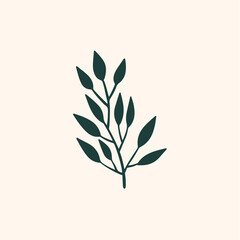Tropical Leaf with Branch Symbol. Social Media Post. Botanical Vector Illustration.