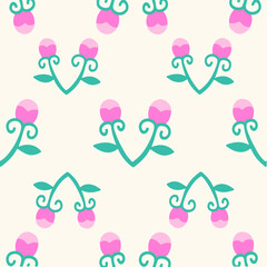 Pink Flowers Pattern Background. Social Media Post. Floral Vector Illustration.