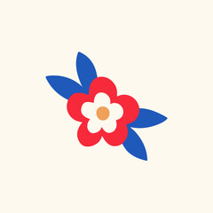 Tropical Red Flowers Symbol. Social Media Post. Floral Vector Illustration.