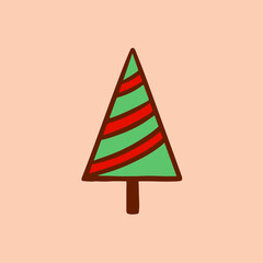 Christmas Tree Symbol. Social Media Post. Christmas Decoration Vector Illustration.