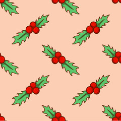 Christmas Plant Ornament Pattern Background. Social Media Post. Christmas Decorative Vector Illustration.