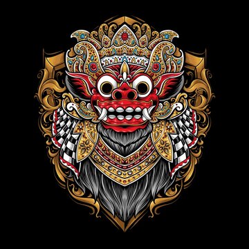 balinese barong with ornament vector
